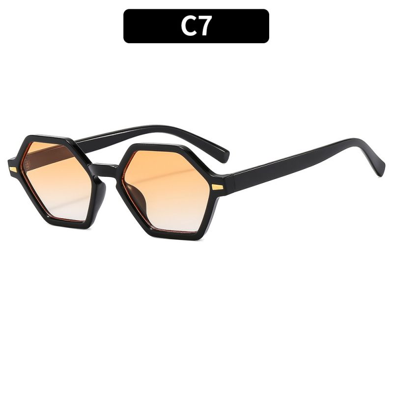 Fashion Black Framed Double Orange Slices Hexagonal Sunglasses