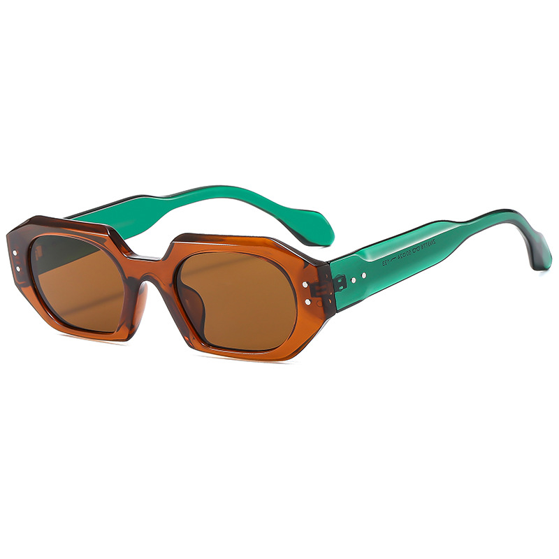 Fashion Tea Frame Tea Slices/green Legs Ac Small Frame Sunglasses