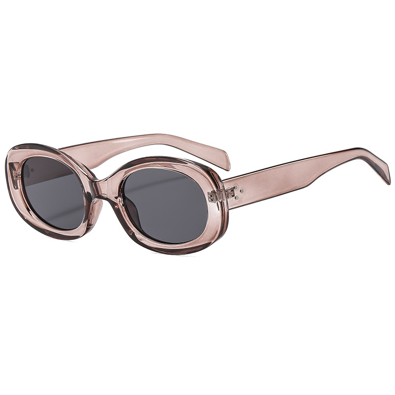 Fashion Translucent Gray Frame Gray Film Ac Oval Sunglasses