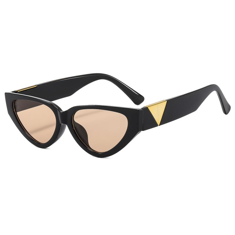 Fashion Black Frame Light Tea Slices Pc Triangle Sunglasses