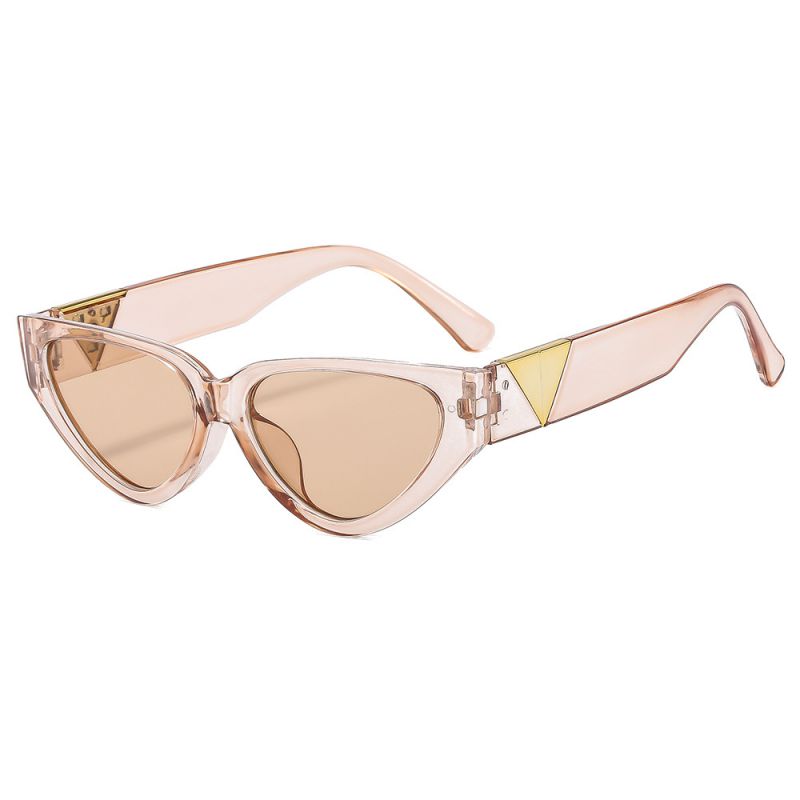 Fashion Champagne Framed Light Tea Slices Pc Triangle Sunglasses