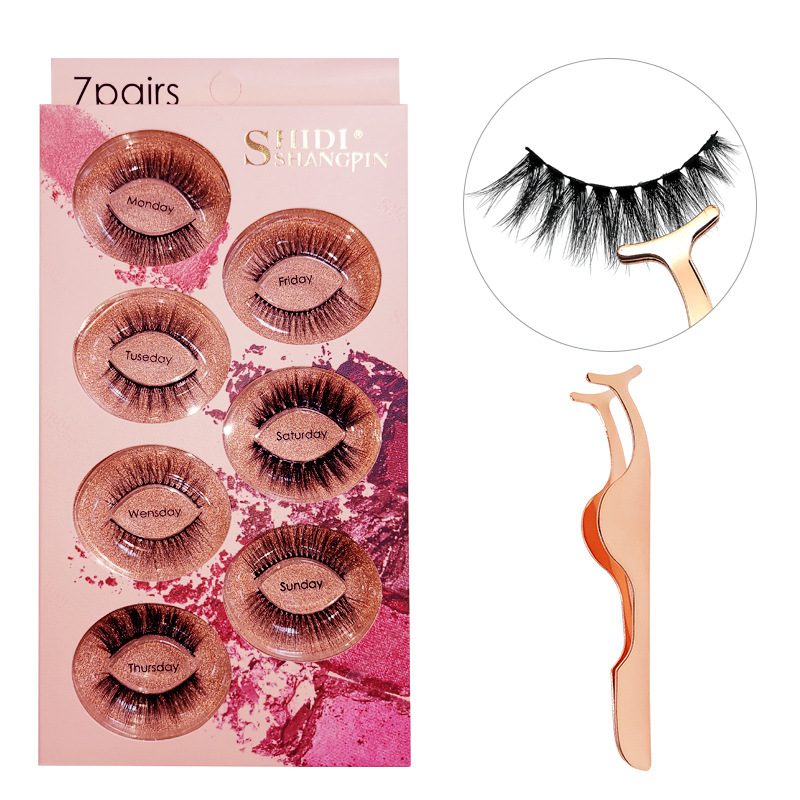 Fashion 7 Pairs Of Mixed Models + Gold Tweezers 3d Mink False Eyelashes