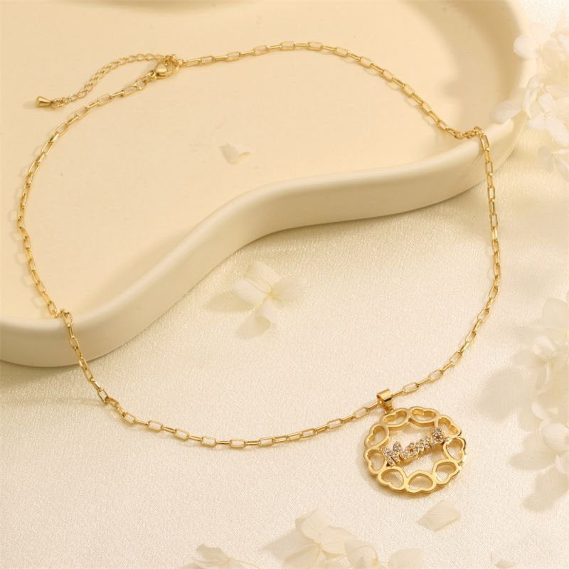 Fashion B Copper Diamond Letter Necklace