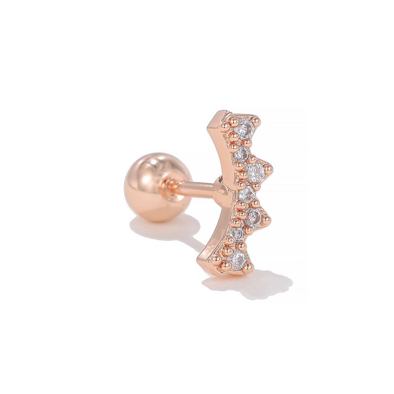 Fashion Rose Gold Copper Inlaid Zirconium Geometric Piercing Nails
