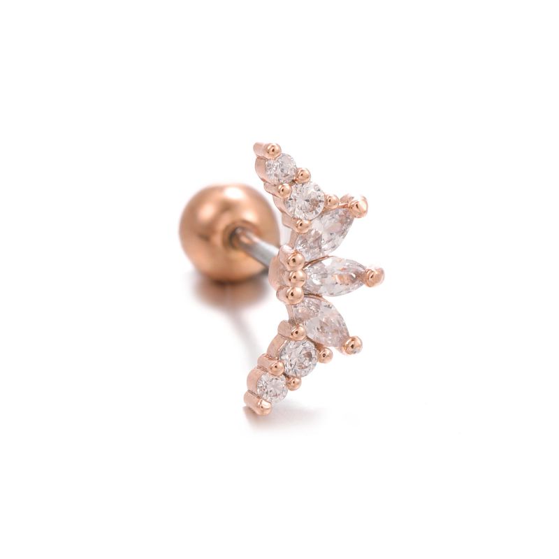 Fashion Rose Gold-2 Copper Inlaid Zirconium Geometric Piercing Nails