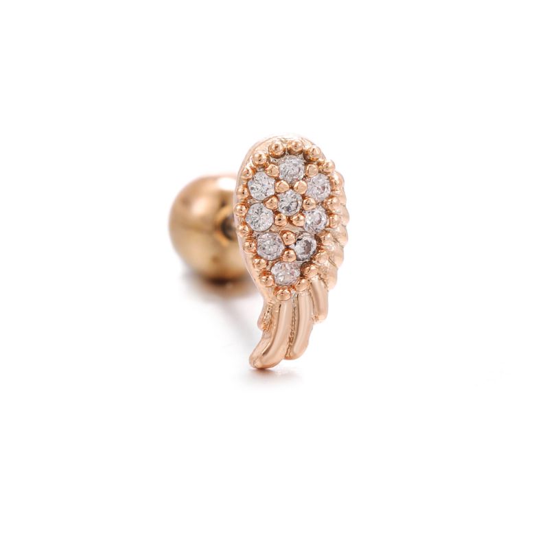 Fashion Rose Gold Copper Inlaid Zirconium Geometric Piercing Nails