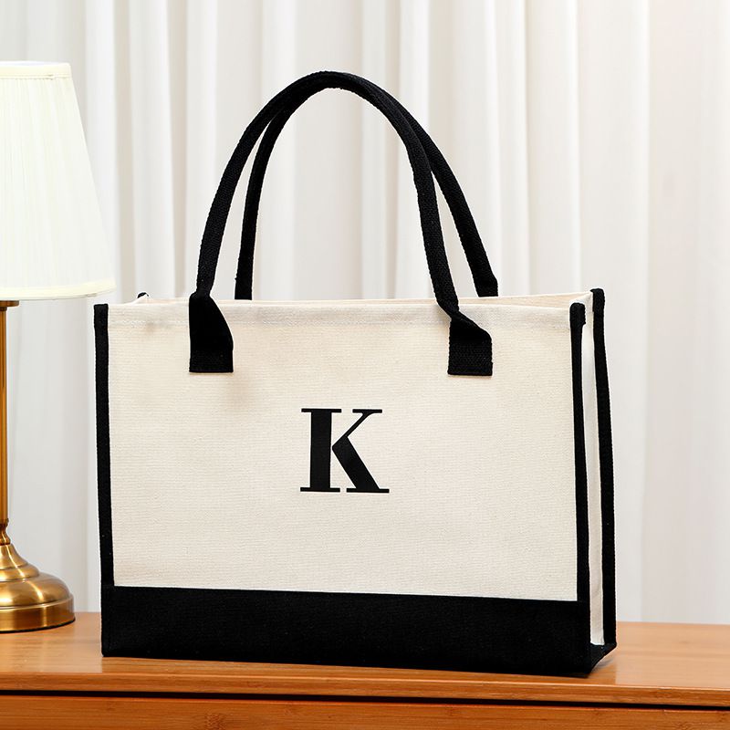 Fashion Pure Letter-k Canvas Letter Print Large Capacity Portable Mother-in-law Bag