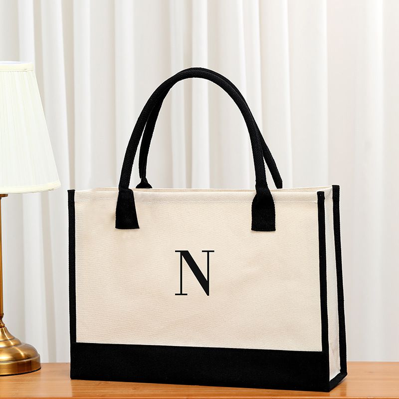 Fashion Pure Letter-n Canvas Letter Print Large Capacity Portable Mother-in-law Bag