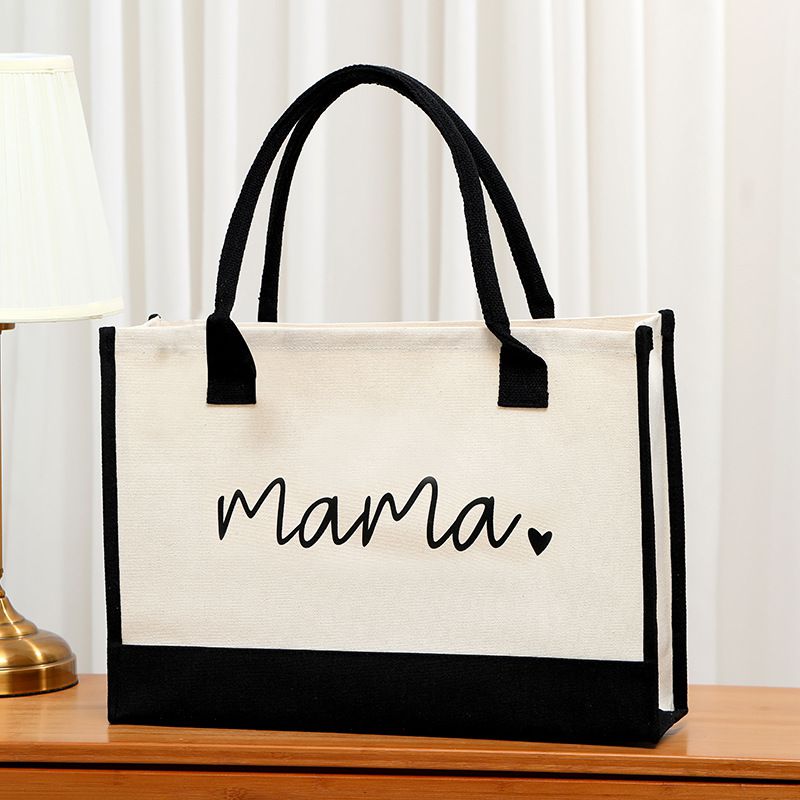 Fashion Pure Letters-mama Canvas Letter Print Large Capacity Portable Mother-in-law Bag