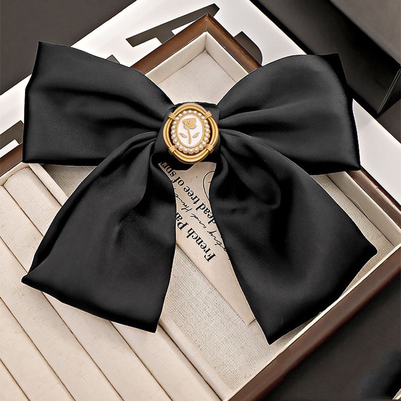 Fashion 3# White Gold Rose Bow Fabric Bow Hairpin