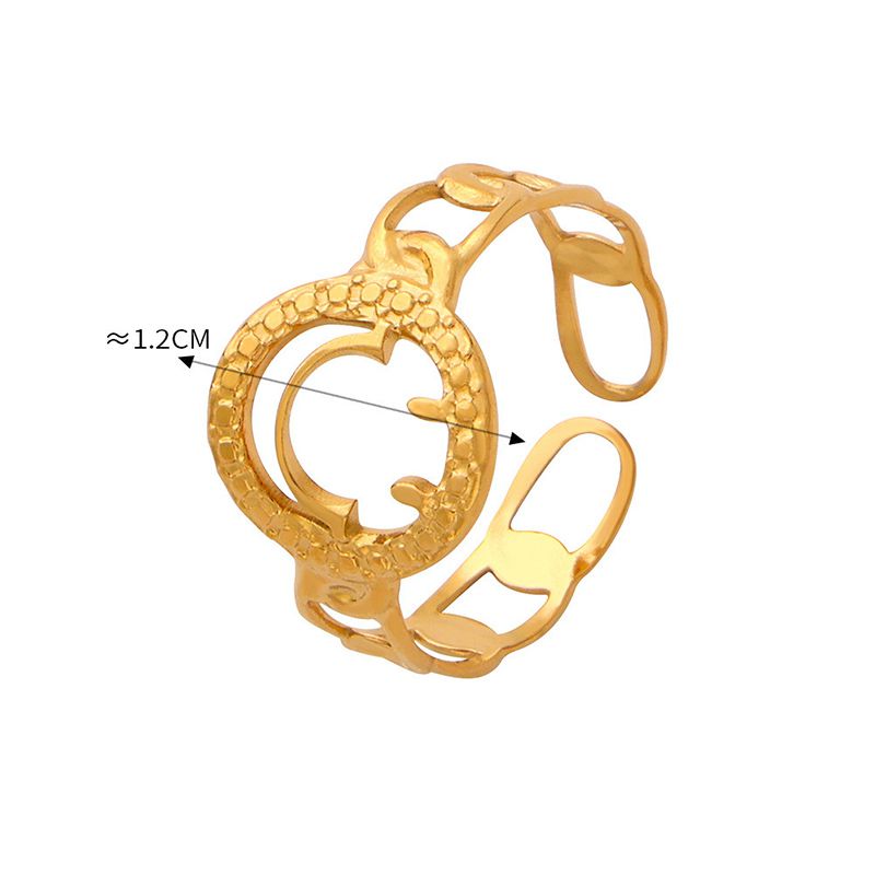 Fashion Golden 7 Titanium Steel Geometric Smiley Open Ring