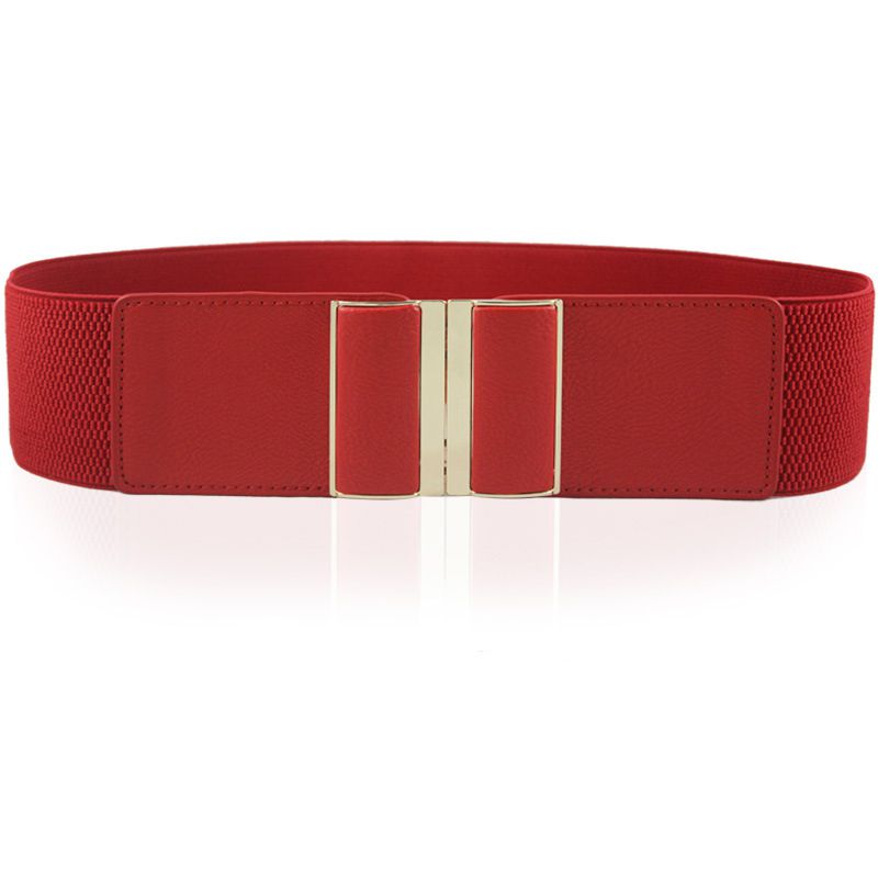 Fashion Gold Buckle Red Width 6cm75cm Metal Buckle Elastic Wide Waistband