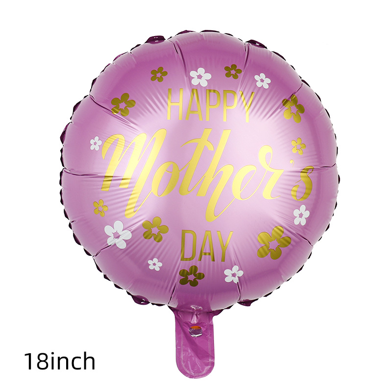 Fashion 50*purple Flowers Mother's Day Letter Latex Round Balloon