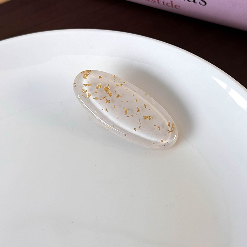 Fashion A Milky White Resin Gold Foil Oval Hairpin