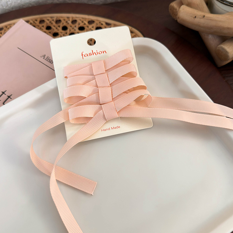 Fashion B Orange Pink Four-piece Set Bow Ribbon Hair Clip Set