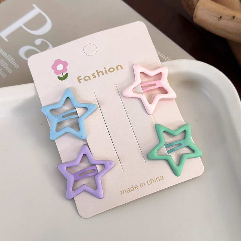 Fashion M Frosted Five-pointed Star Alloy Five-pointed Star Hair Clip Set