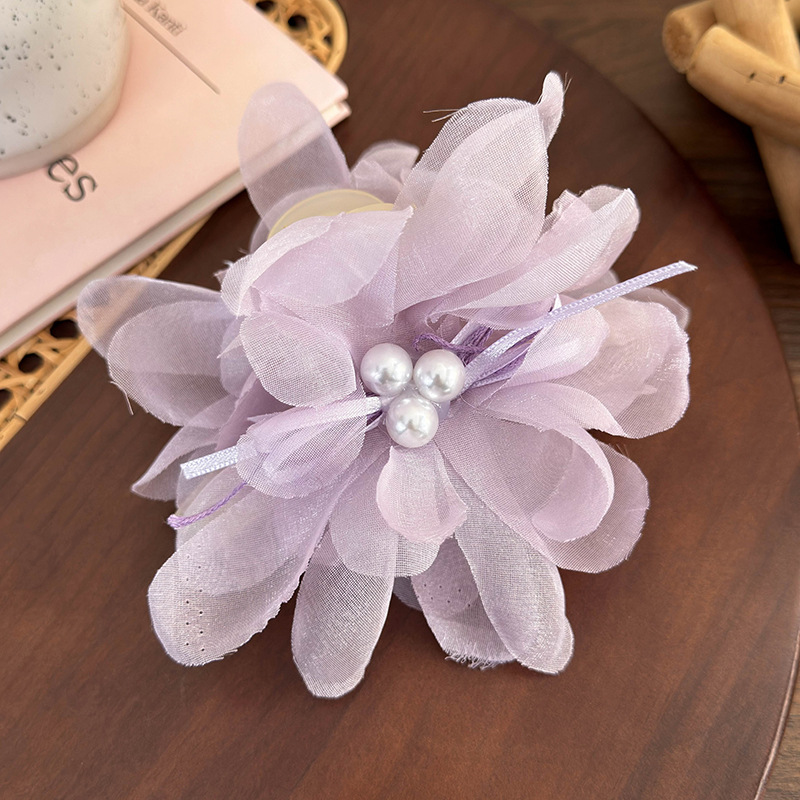 Fashion A Purple Style Mesh Flower Clip