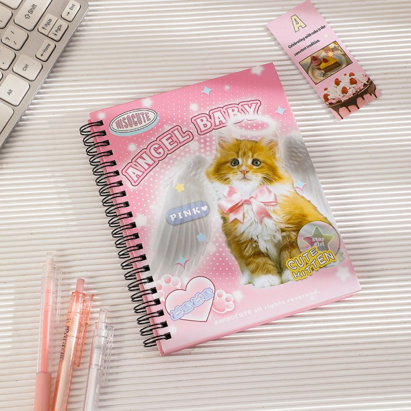 Fashion Brown Pu Printed Cartoon Cat Notebook