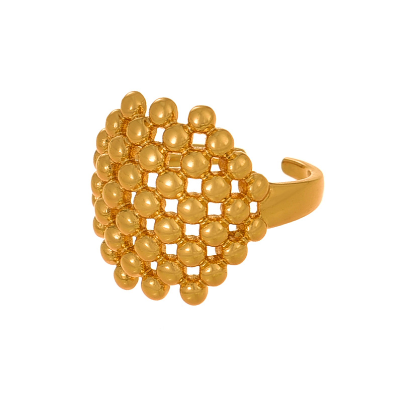 Fashion Golden 3 Geometric Adjustable Ring With Zirconia In Copper