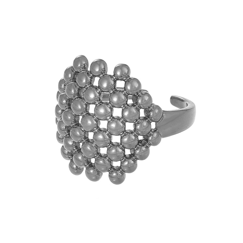 Fashion Silver 3 Geometric Adjustable Ring With Zirconia In Copper
