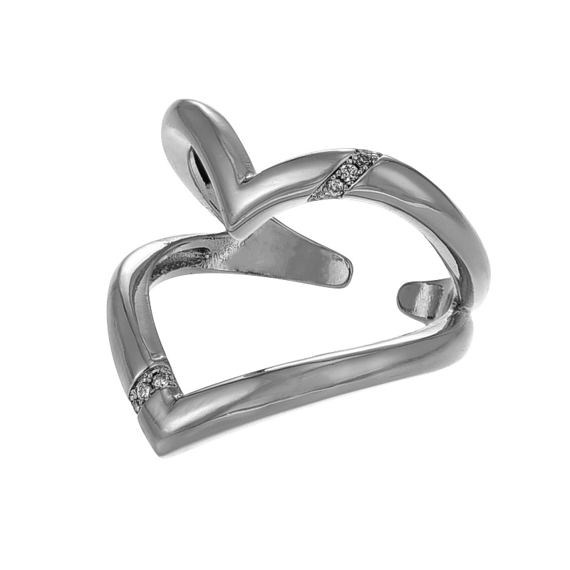 Fashion Silver 2 Copper Set Zircon Irregular Adjustable Ring