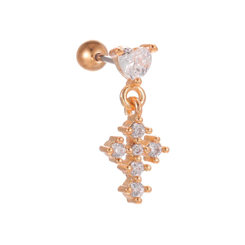 Fashion Rose Gold-5 Copper Inlaid Zirconium Geometric Piercing Nails