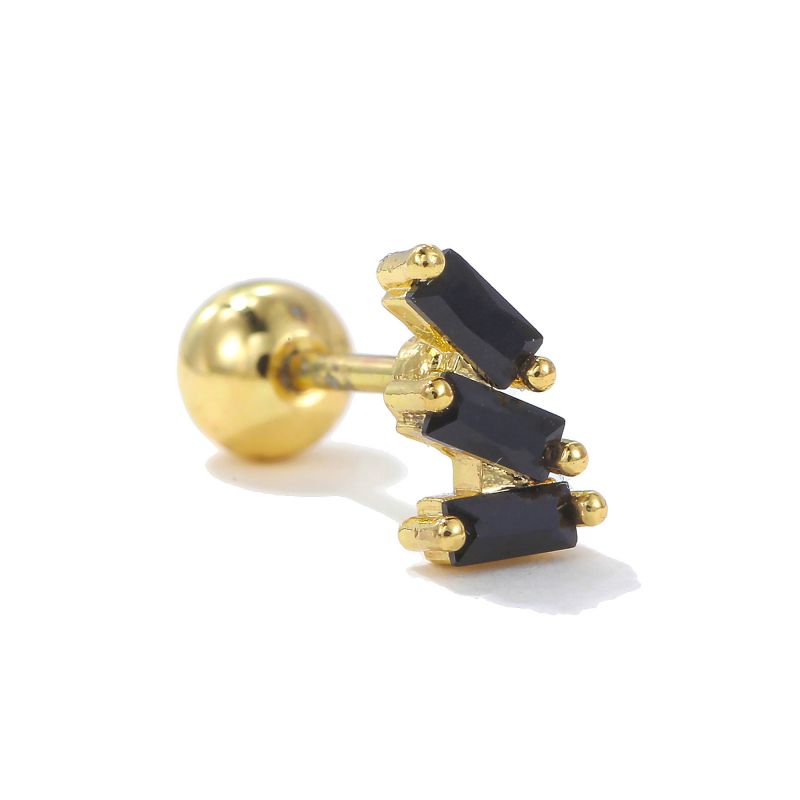 Fashion Golden-2 Copper Inlaid Zirconium Geometric Piercing Nails