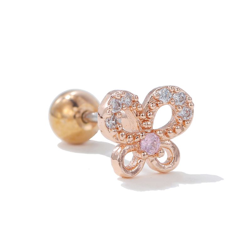 Fashion Rose Gold-3 Copper Inlaid Zirconium Geometric Piercing Nails