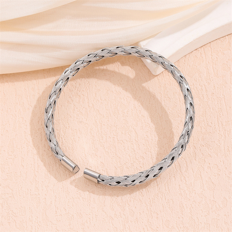 Fashion Silver Stainless Steel Braided Wire Bracelet