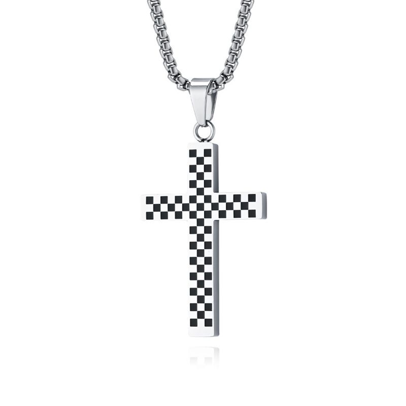Fashion Steel Color+pl001 Chain 3mm*60cm Titanium Steel Cross Necklace