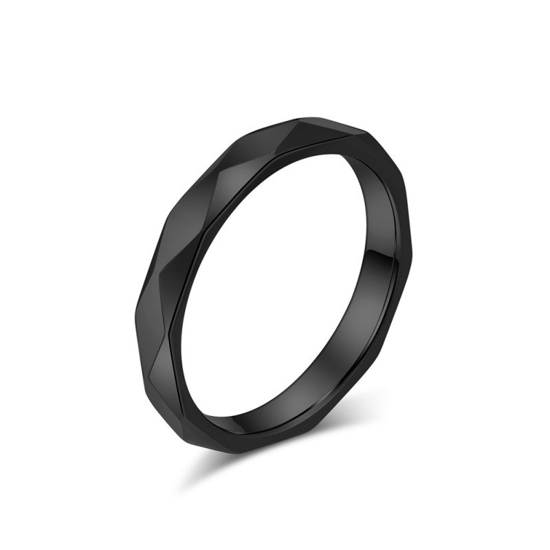 Fashion Black Stainless Steel Diamond Ring