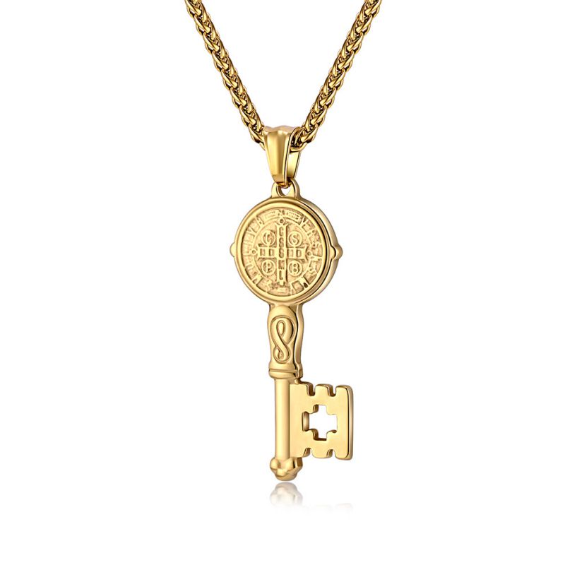 Fashion Gold+pl002 Chain 3*60cm Stainless Steel Key Necklace