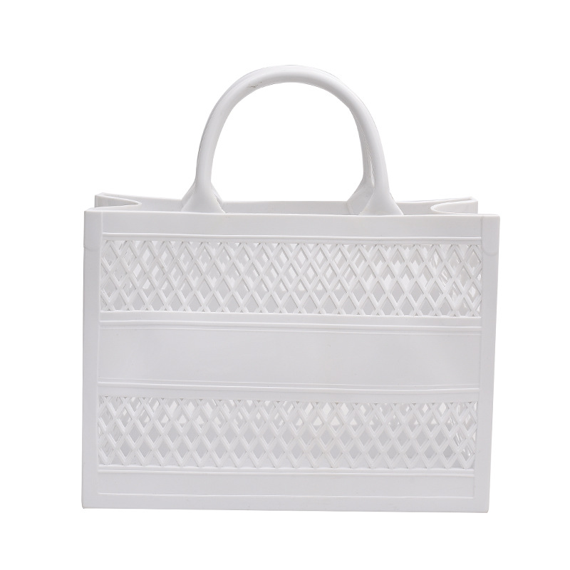 Fashion White Pvc Hollow Large Capacity Handbag