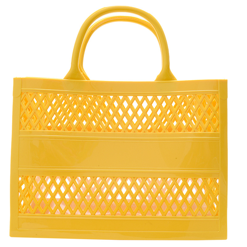 Fashion Yellow Pvc Hollow Large Capacity Handbag
