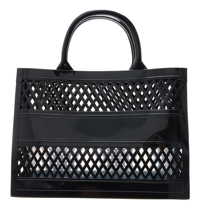 Fashion Black Pvc Hollow Large Capacity Handbag