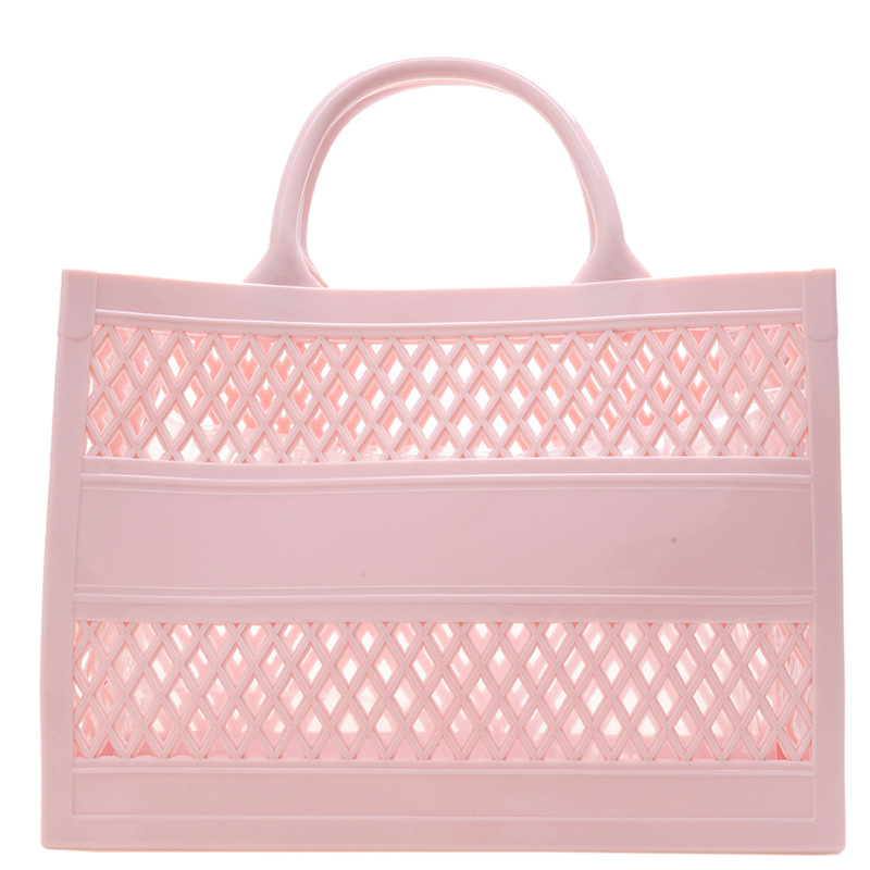 Fashion Pink Pvc Hollow Large Capacity Handbag