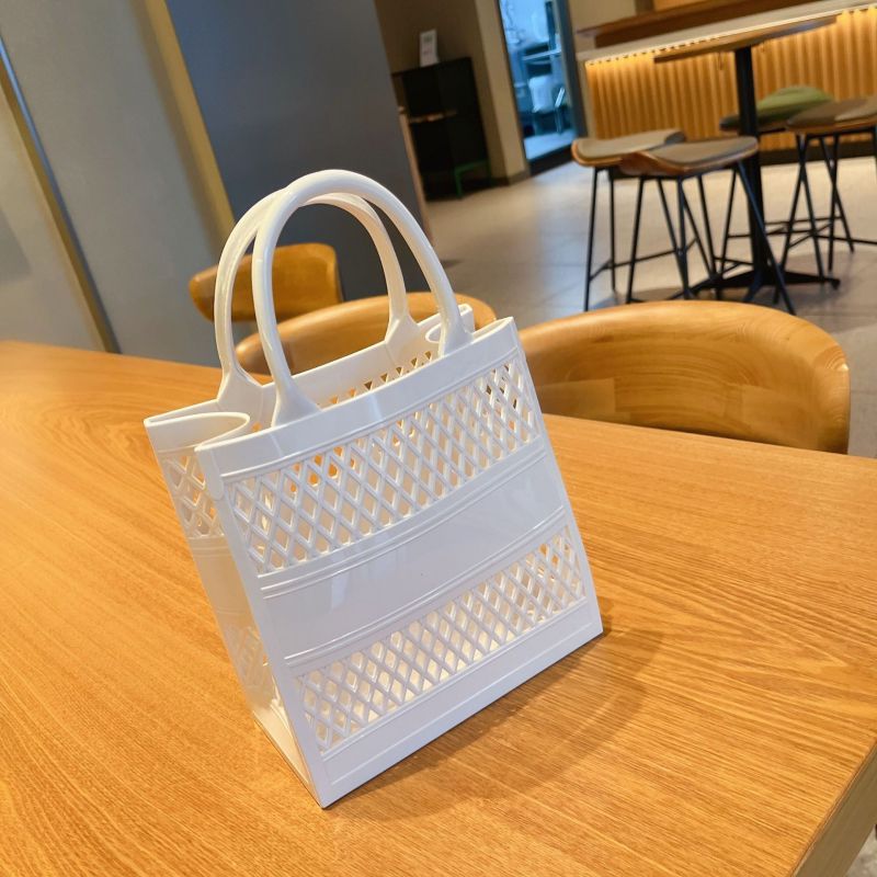 Fashion Small White Pvc Hollow Large Capacity Handbag