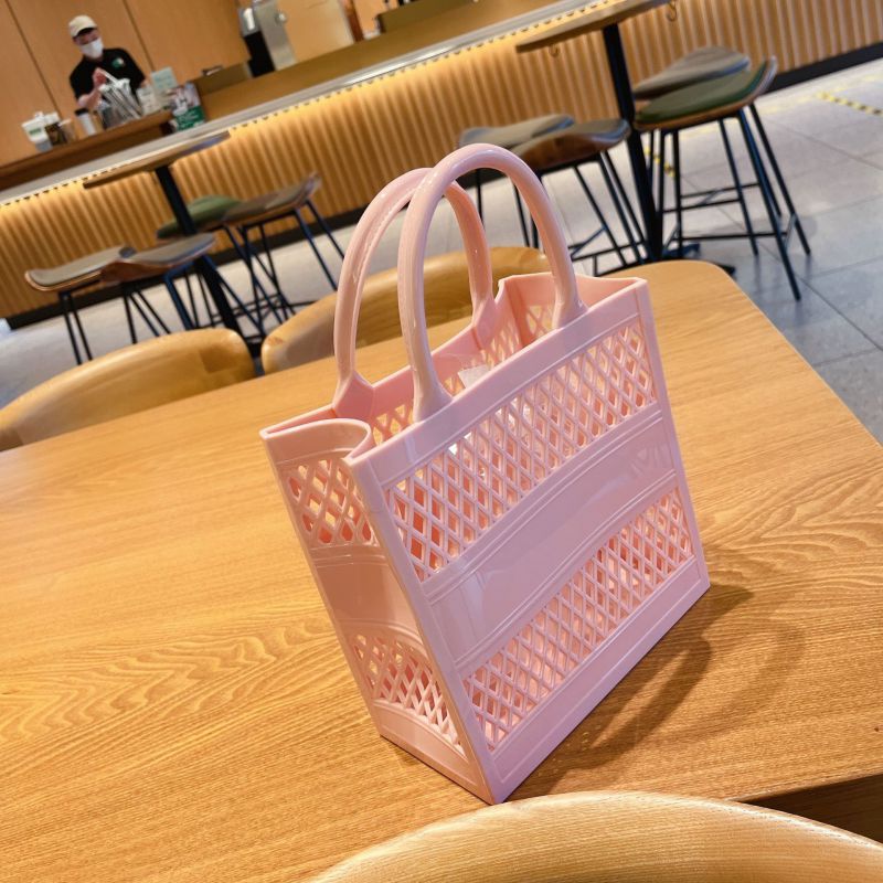 Fashion Small Pink Pvc Hollow Large Capacity Handbag