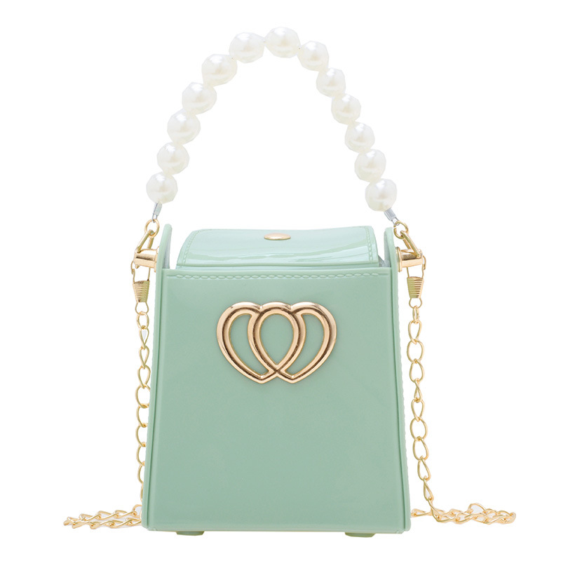 Fashion Green Pvc Pearl Portable Love Crossbody Bag