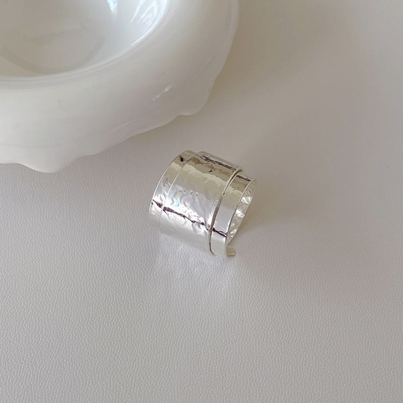 Fashion Silver Ring Glossy Pleated Wrap Ring