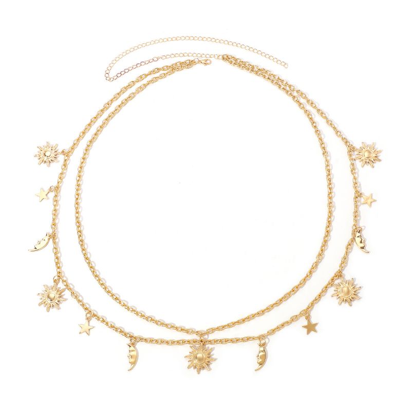 Fashion Gold Alloy Moon Star Sun Waist Chain