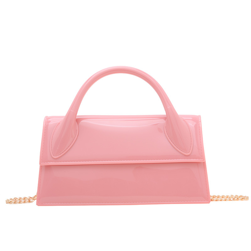 Fashion Pink Pvc Flap Crossbody Bag