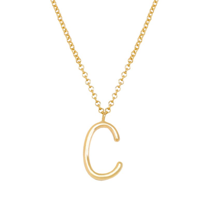 Fashion C Gold Stainless Steel 26 Letter Necklace