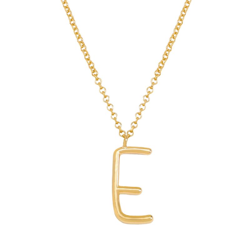 Fashion E Gold Stainless Steel 26 Letter Necklace