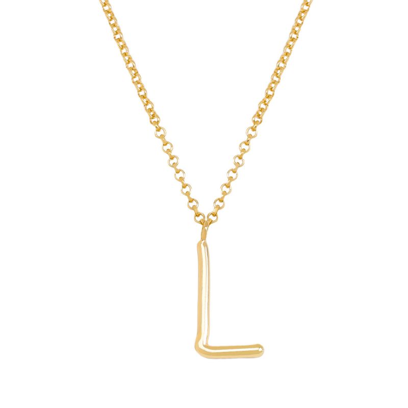 Fashion L Gold Stainless Steel 26 Letter Necklace