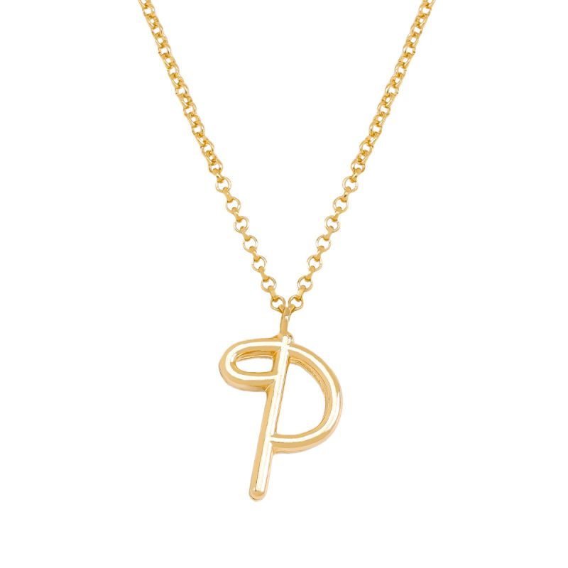 Fashion P Gold Stainless Steel 26 Letter Necklace