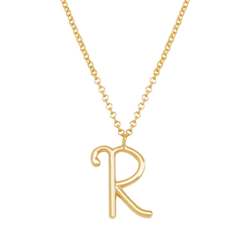 Fashion R Gold Stainless Steel 26 Letter Necklace