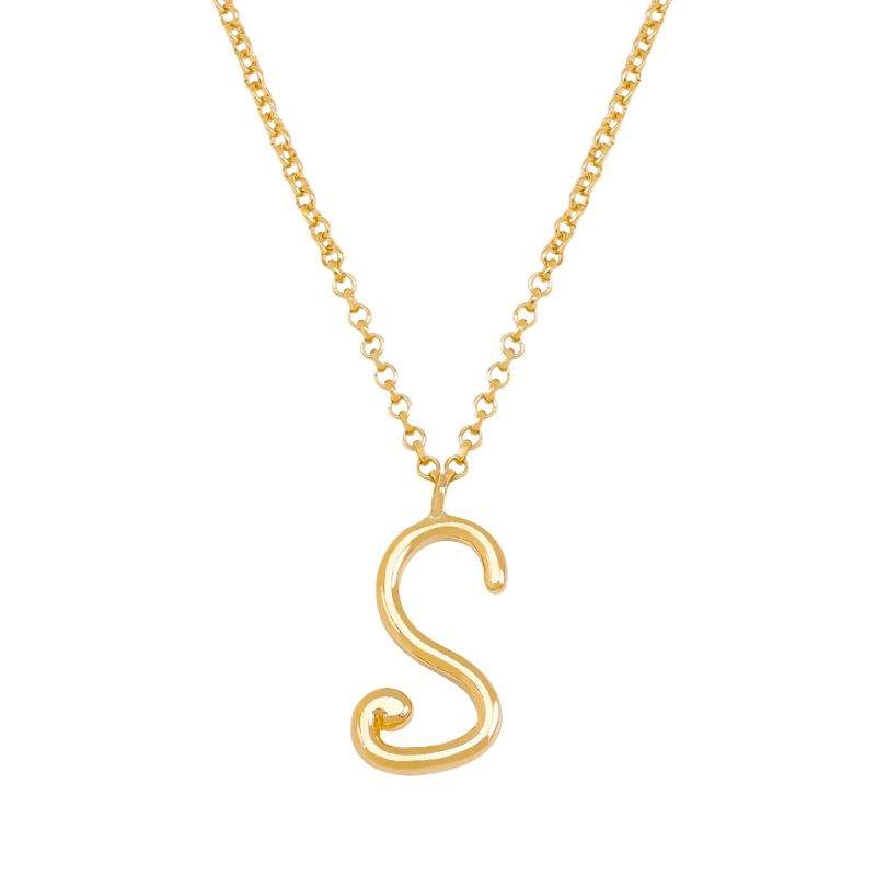 Fashion S Gold Stainless Steel 26 Letter Necklace