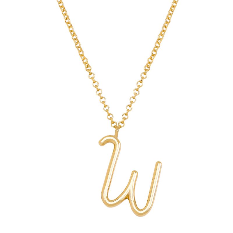 Fashion W Gold Stainless Steel 26 Letter Necklace