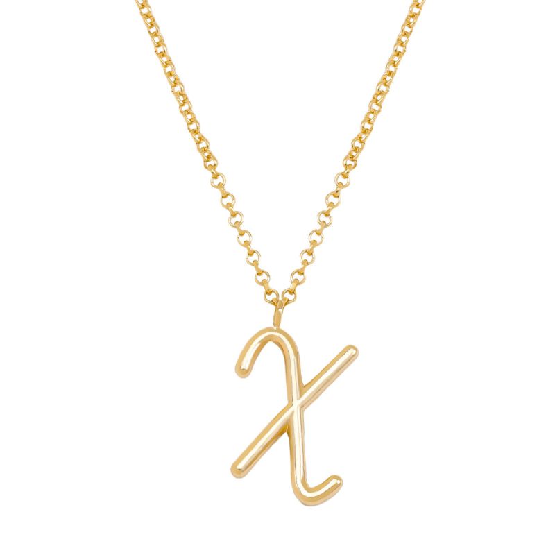 Fashion X Gold Stainless Steel 26 Letter Necklace